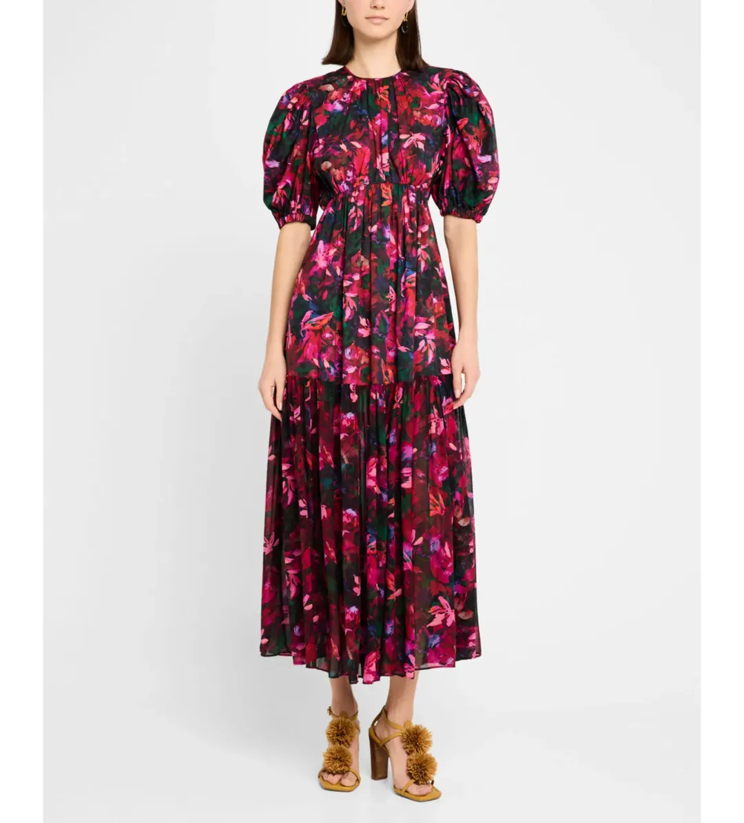 Ulla Johnson Collage Midi Dress Hibiscus Size AU 10 for rent on The Volte - main image