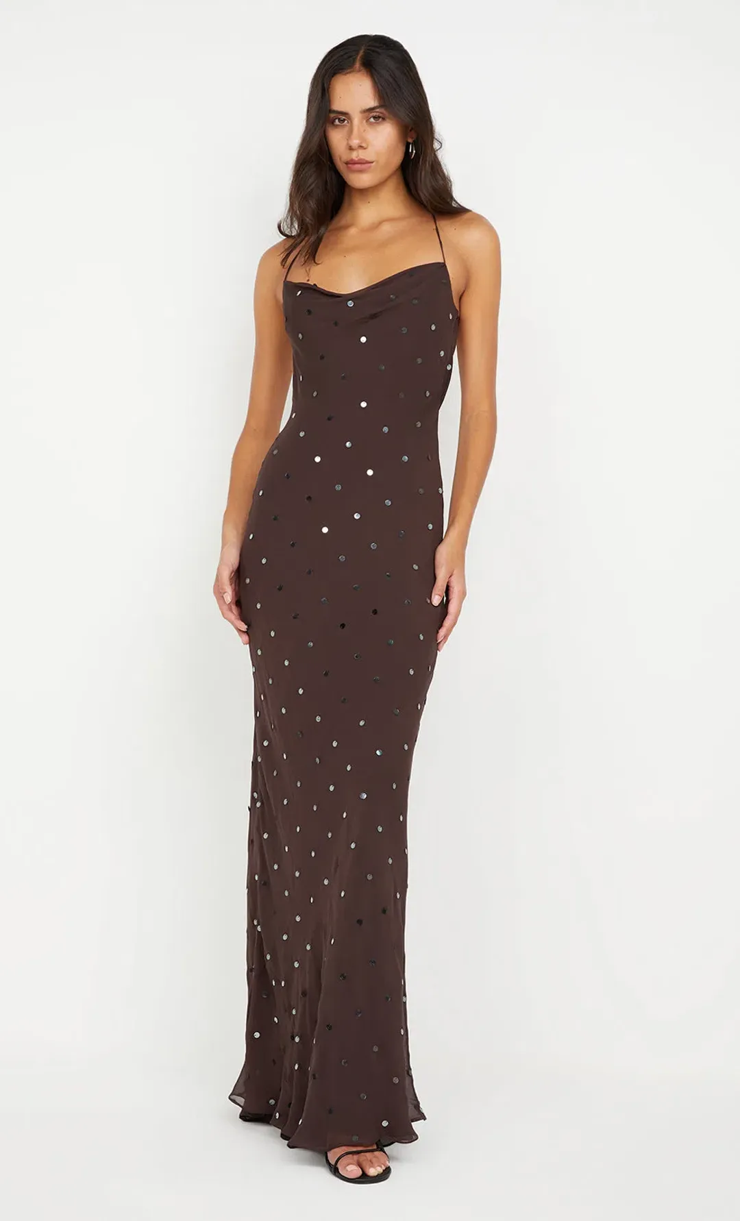 Bec & Bridge Arielle Slip Maxi Dress Dark Chocolate Size 10 for rent on The Volte - main image