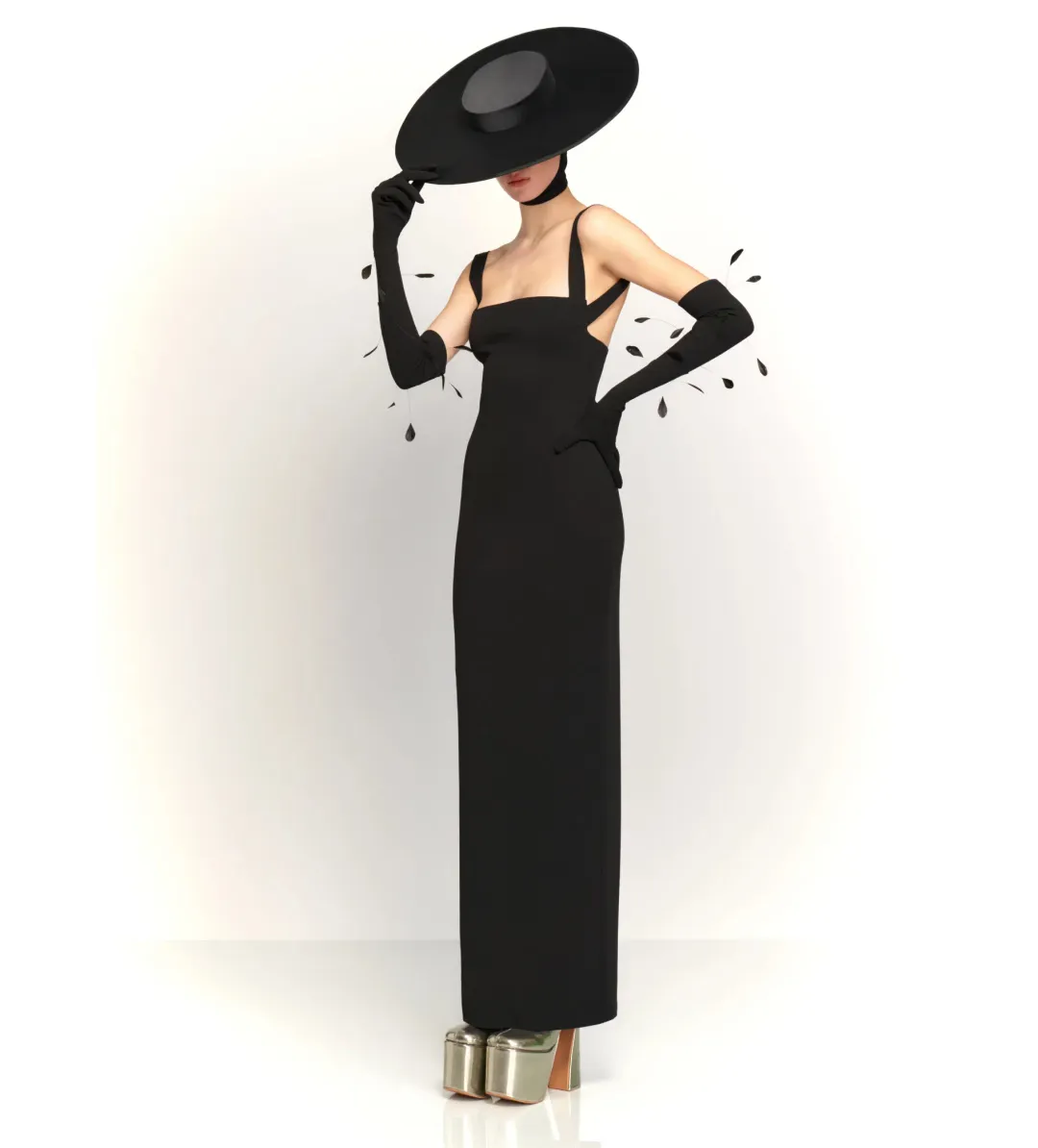 Solace London The Joni Maxi Dress in Black Size 8 for rent on The Volte - main image