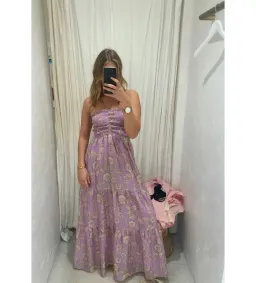 Kivari Elzette Tiered Midi Dress Lilac Floral Size 10 for rent on The Volte - image 3