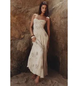 House of CB Seren Maxi Dress in Vanilla Hand-Beaded Floral Embroidery Size 10/M for rent on The Volte - image 1
