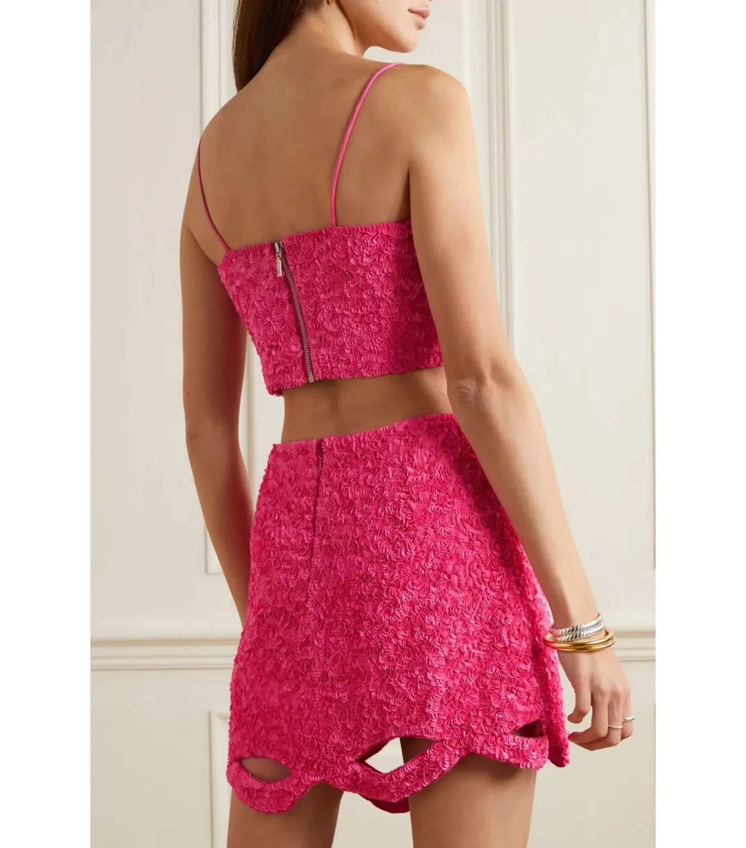 Aje Catara Skirt And Evelyn Crop Rouge Set Sequin Pink Size AU 8 for rent on The Volte - main image