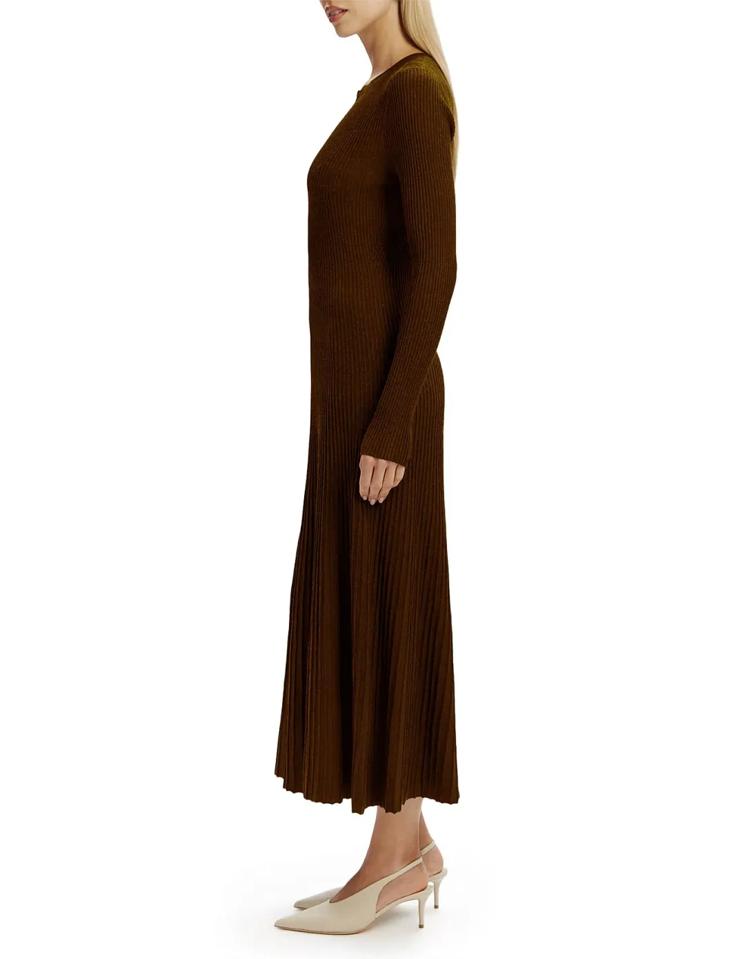 Bardot Hattie Knit Midi Dress Brown Size 14/XL for rent on The Volte - main image