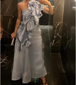 Aje Adelia Ruffle Midi Dress Light Sky Blue Size AU 6 for rent on The Volte - image 4