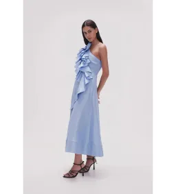 Aje Adelia Ruffle Midi Dress Light Sky Blue Size AU 6 for rent on The Volte - image 2