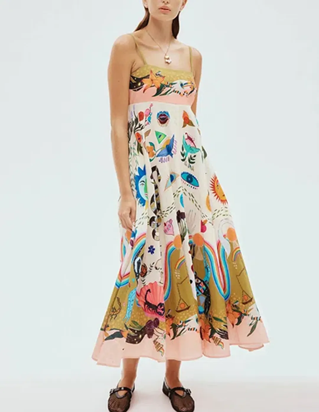 Alemais Evergreen Printed Maxi Sundress Size AU 12 for rent on The Volte - main image