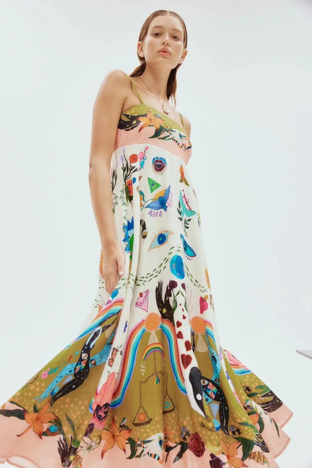 Alemais Evergreen Printed Maxi Sundress Size AU 12 for rent on The Volte - main image