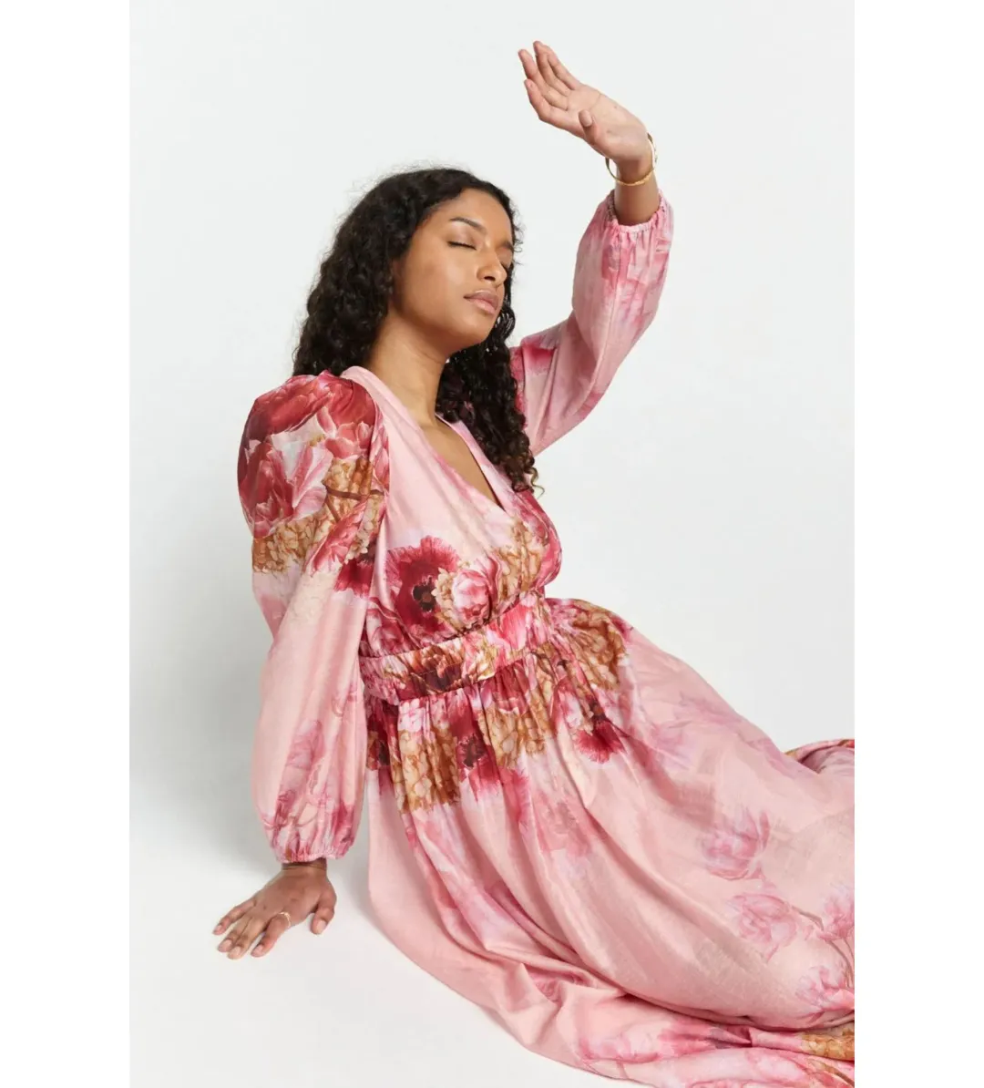 Sheike Swan Lake Midi Dress Pink Floral Size AU 16 for rent on The Volte - main image