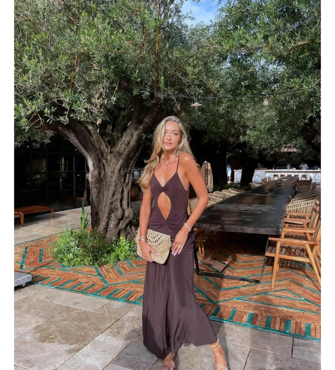 One Mile the Label Sammy Maxi Dress Brown Size AU 8 for rent on The Volte - main image