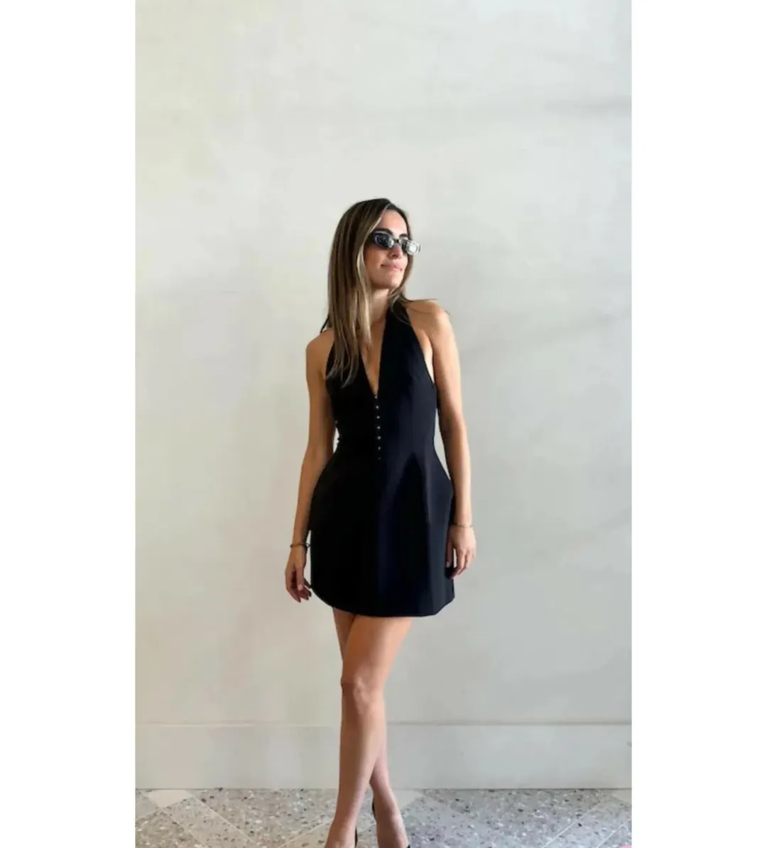 Camilla and Marc Petra Halterneck Mini Dress Black Size 10 for rent on The Volte - main image