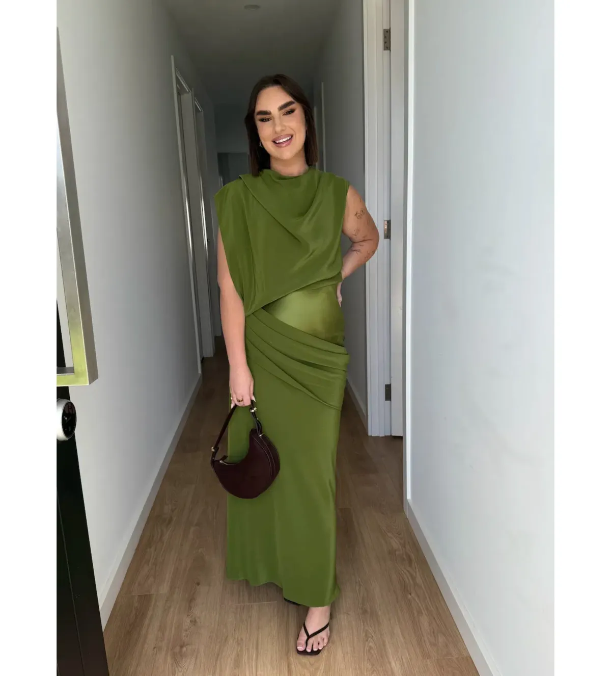 Acler Woodline Maxi Dress Fern Green Size AU 10 for rent on The Volte - main image