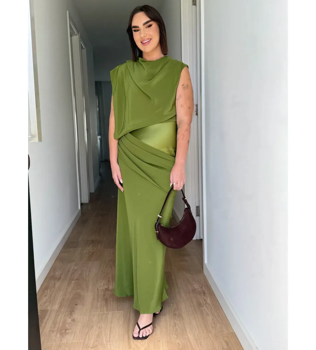 Acler Woodline Maxi Dress Fern Green Size AU 10 for rent on The Volte - main image