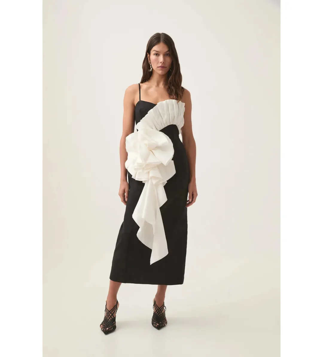 Aje Parallels Spiral Midi Dress Black Size 10 for rent on The Volte - main image