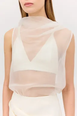 Bianca Spender Cream Organza Cezanne Top Size 10/M for rent on The Volte - image 2