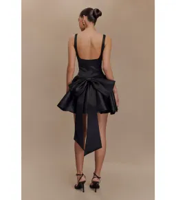 Felicia Satin Mini Dress With Bow Black Size 8 / S — Cocktail Party, Evening, Formal, Wedding Guest for rent on The Volte - image 4
