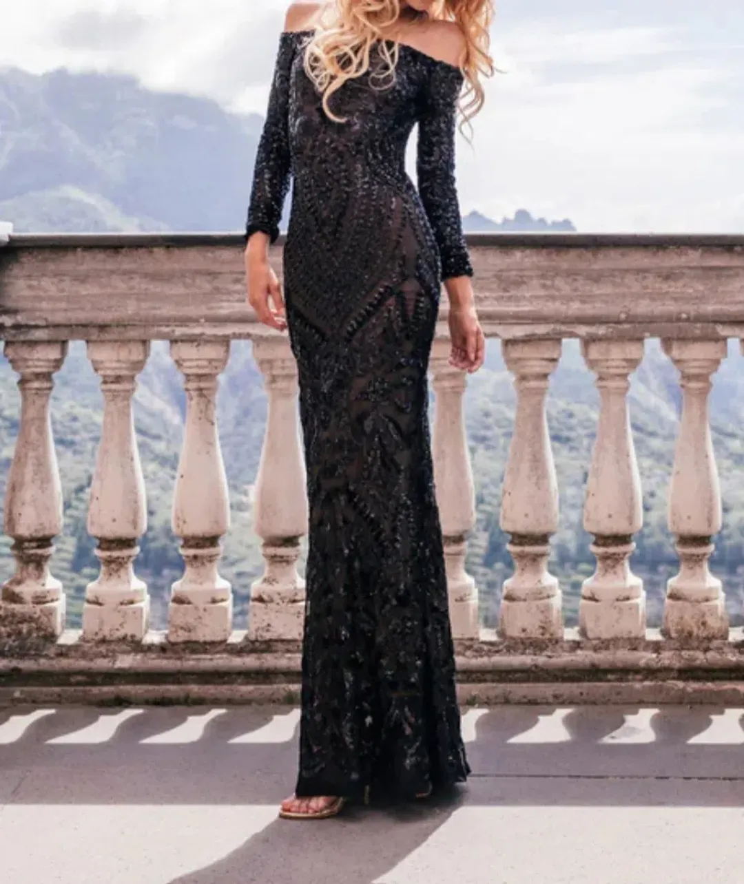 Loreta Mimosa Off Shoulder Gown Black Size AU 6 for rent on The Volte - main image