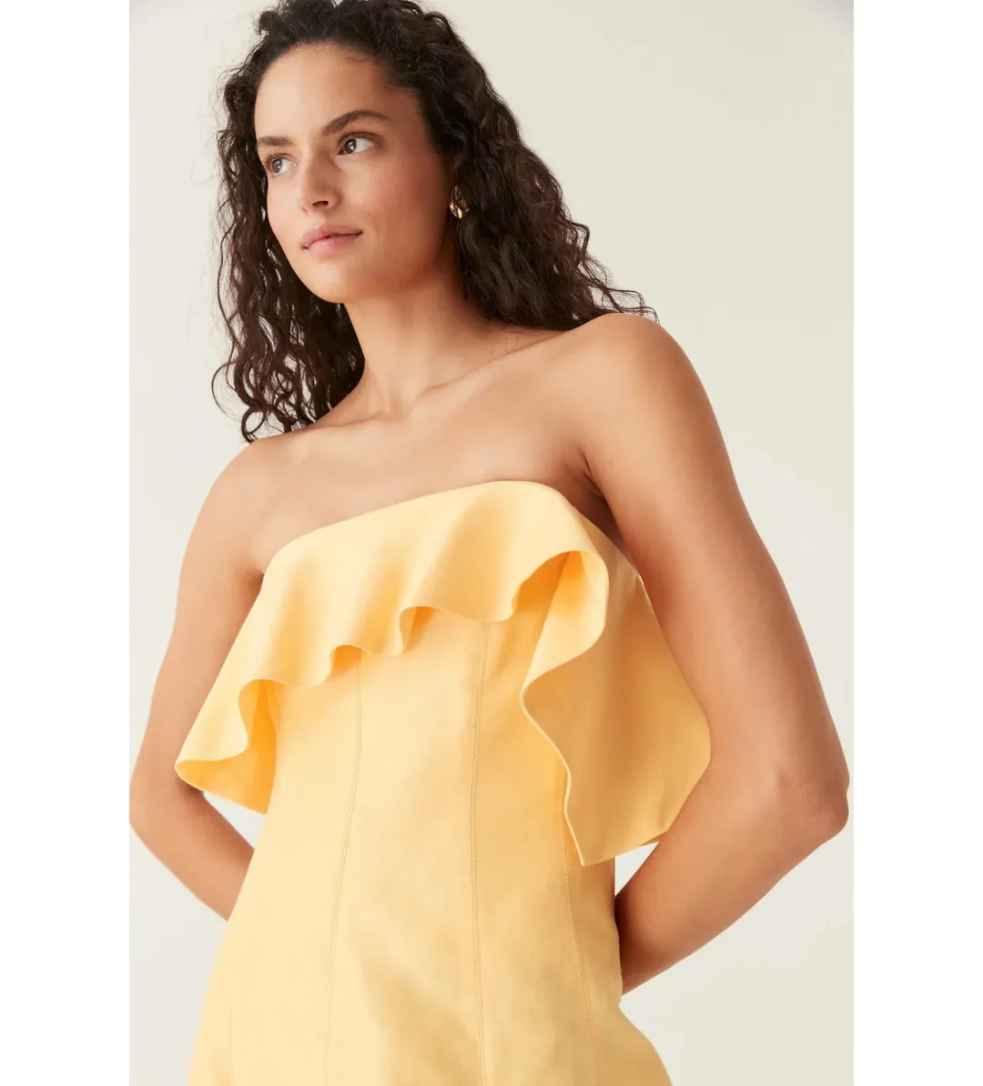 Aje Shallows Strapless Gown Marigold Yellow Size AU 10 for rent on The Volte - main image