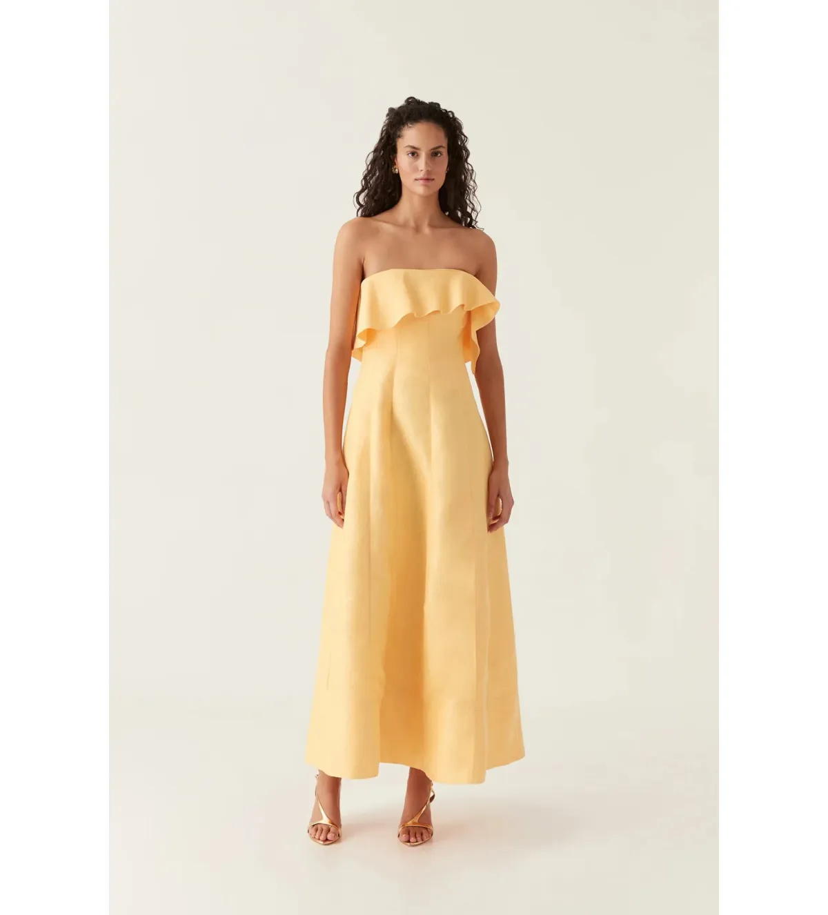 Aje Shallows Strapless Gown Marigold Yellow Size AU 10 for rent on The Volte - main image