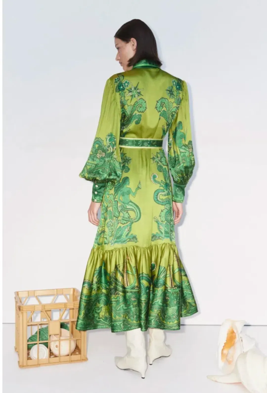 Alemais Solaris Shirtdress Olive Size 12 for rent on The Volte - main image