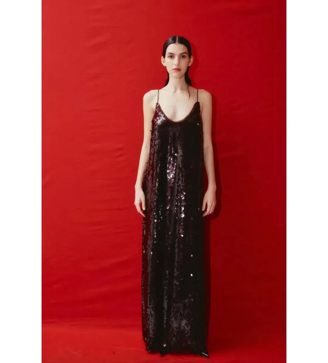 Alemais Geanie Sequin Gown In Chocolate Size L / AU 12 for rent on The Volte - main image