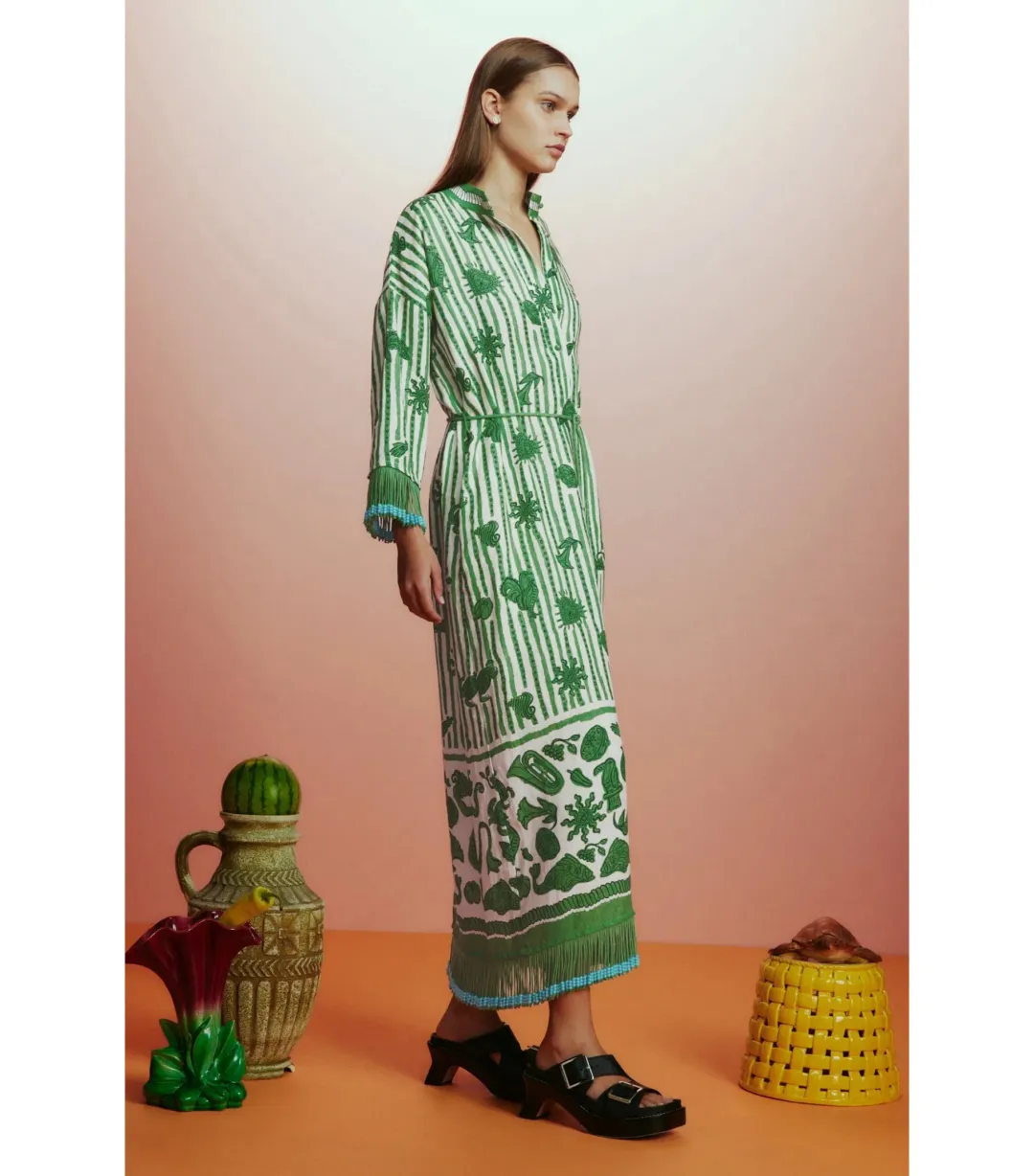 Alémais Lula Midi Dress Green Size AU 14 for rent on The Volte - main image