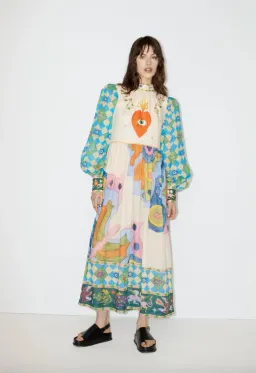 Alemais Lou Balloon Sleeve Midi Dress Multi Size AU 12  for rent on The Volte - image 1