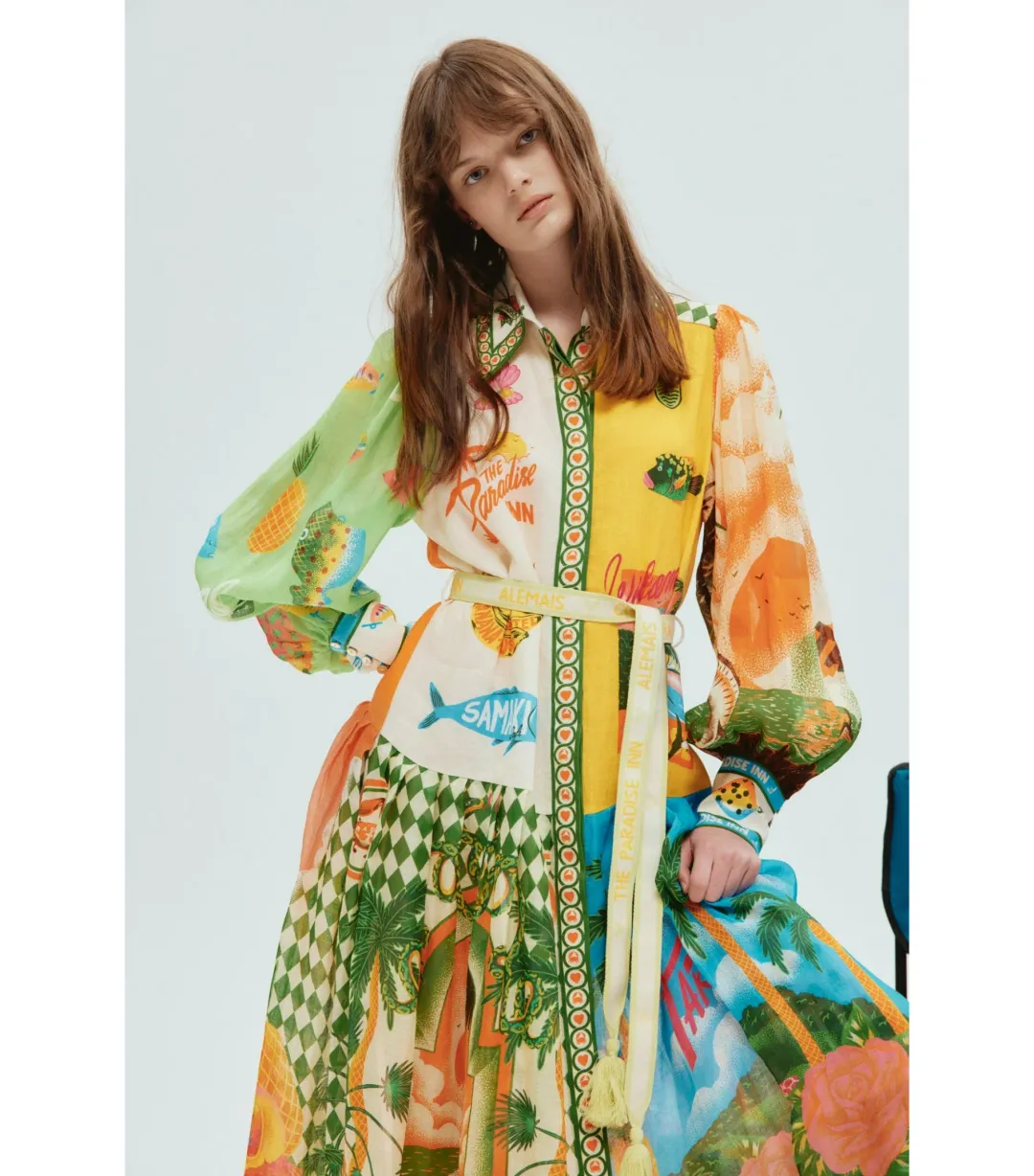 Alemais Paradiso Midi Shirtdress Multi Print Size AU 12 for rent on The Volte - main image