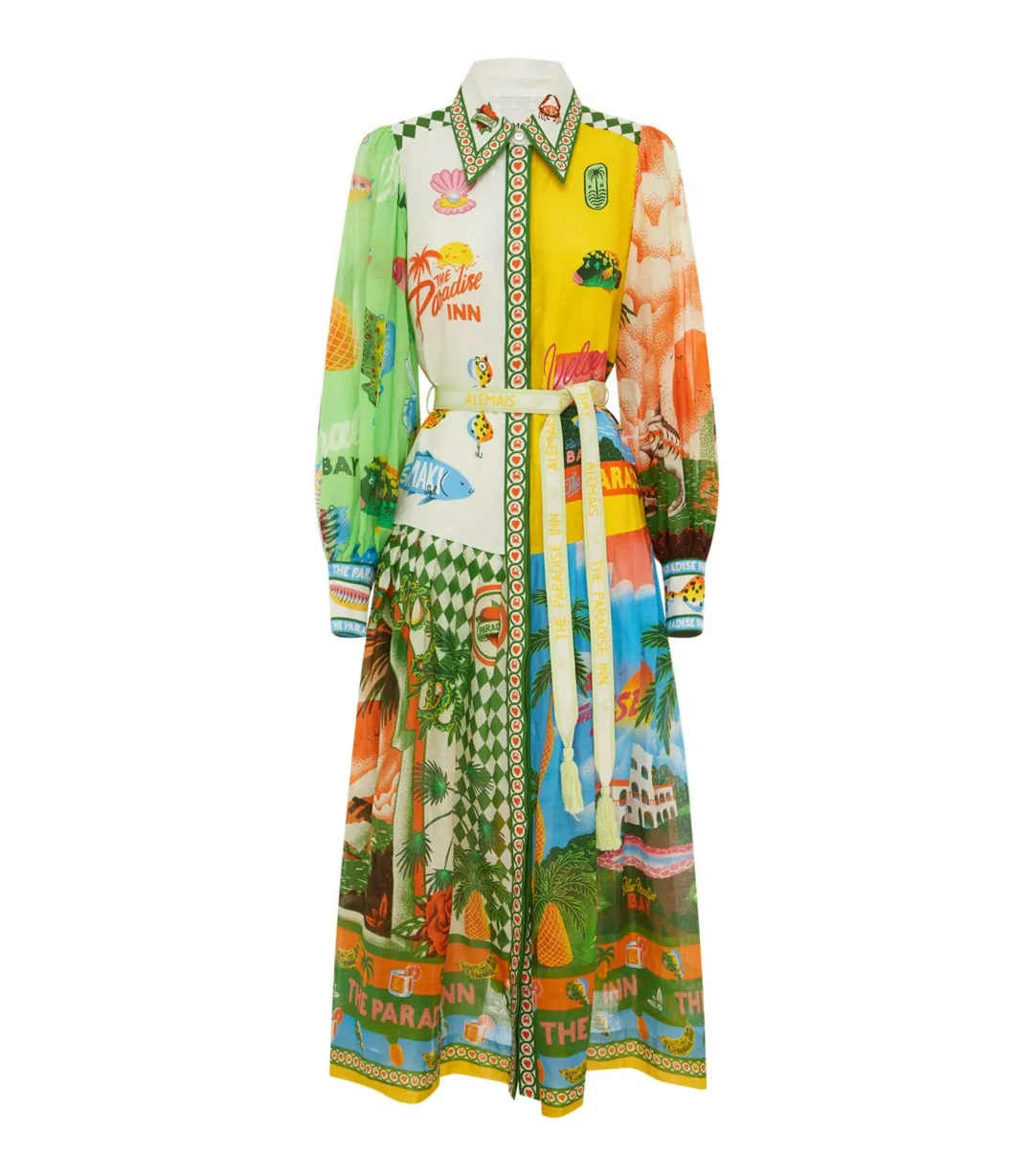 Alemais Paradiso Midi Shirtdress Multi Print Size AU 12 for rent on The Volte - main image