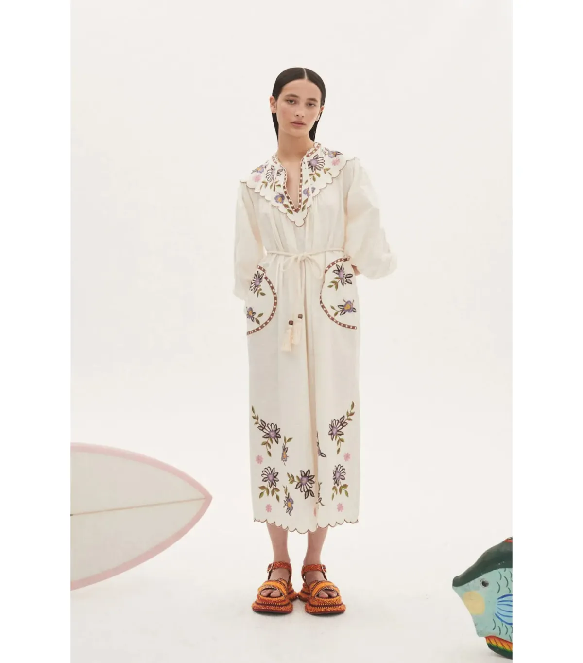 Alémais Nelly Embroidered Midi Dress Floral Size AU 12 for rent on The Volte - main image