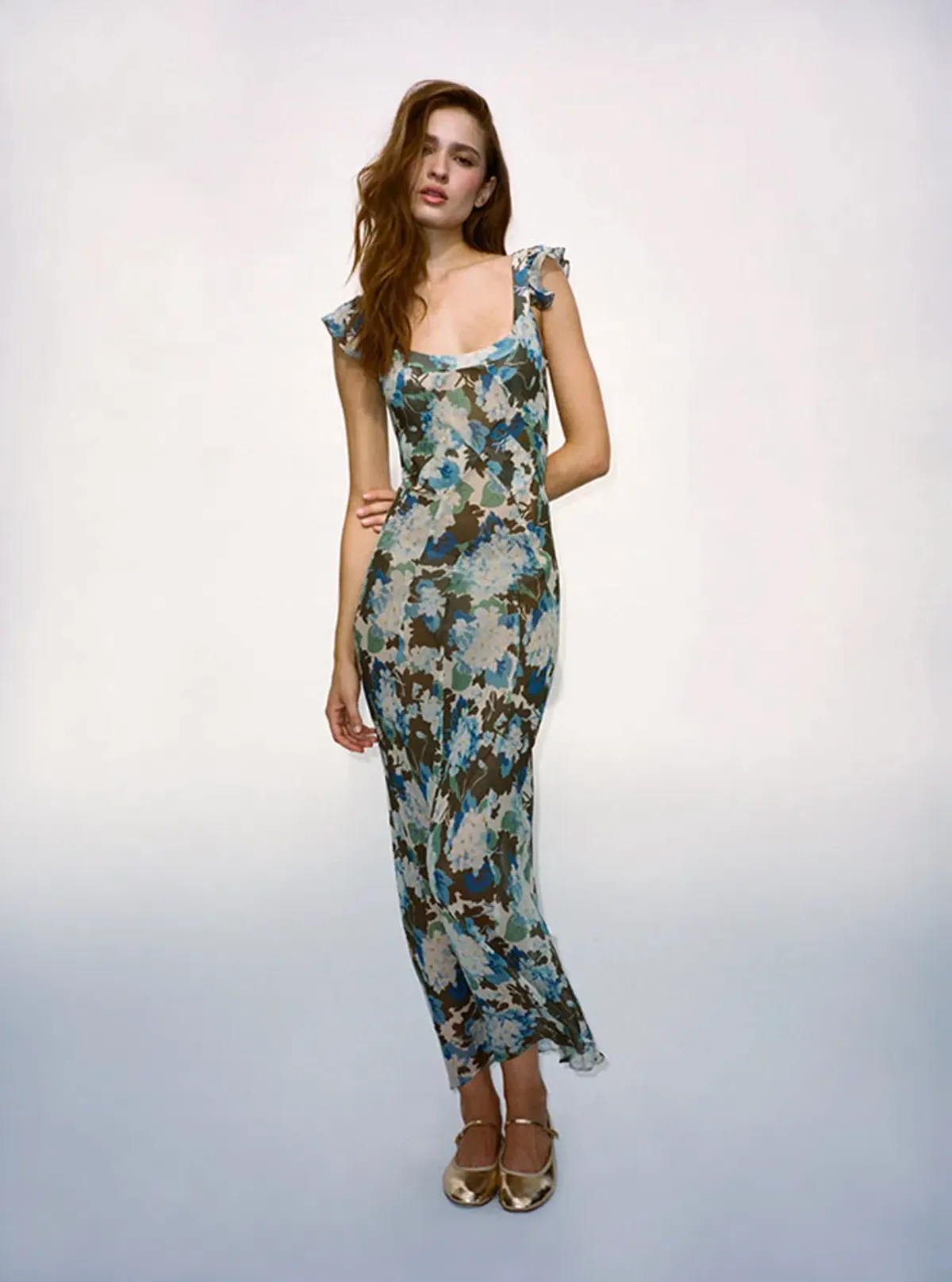 Realisation Par Lila Maxi Dress Blue Hydrangea Print Size S / AU 6-8 for rent on The Volte - main image