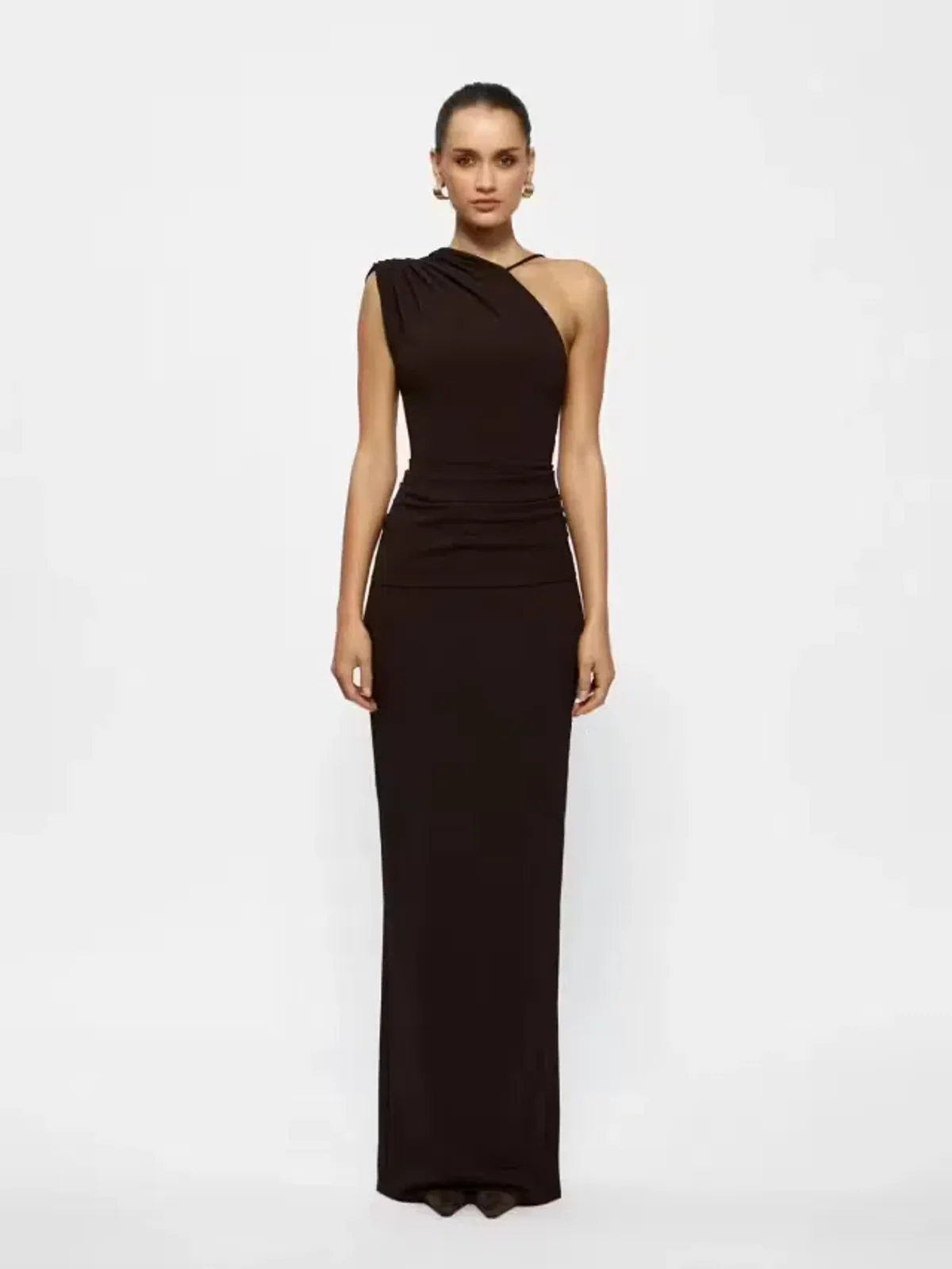 Effie Kats Greer Gown Coffee Brown Size 10 for rent on The Volte - main image