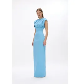 Rachel Gilbert Orion Trim Gown Blue Size 8/1 for rent on The Volte - image 2