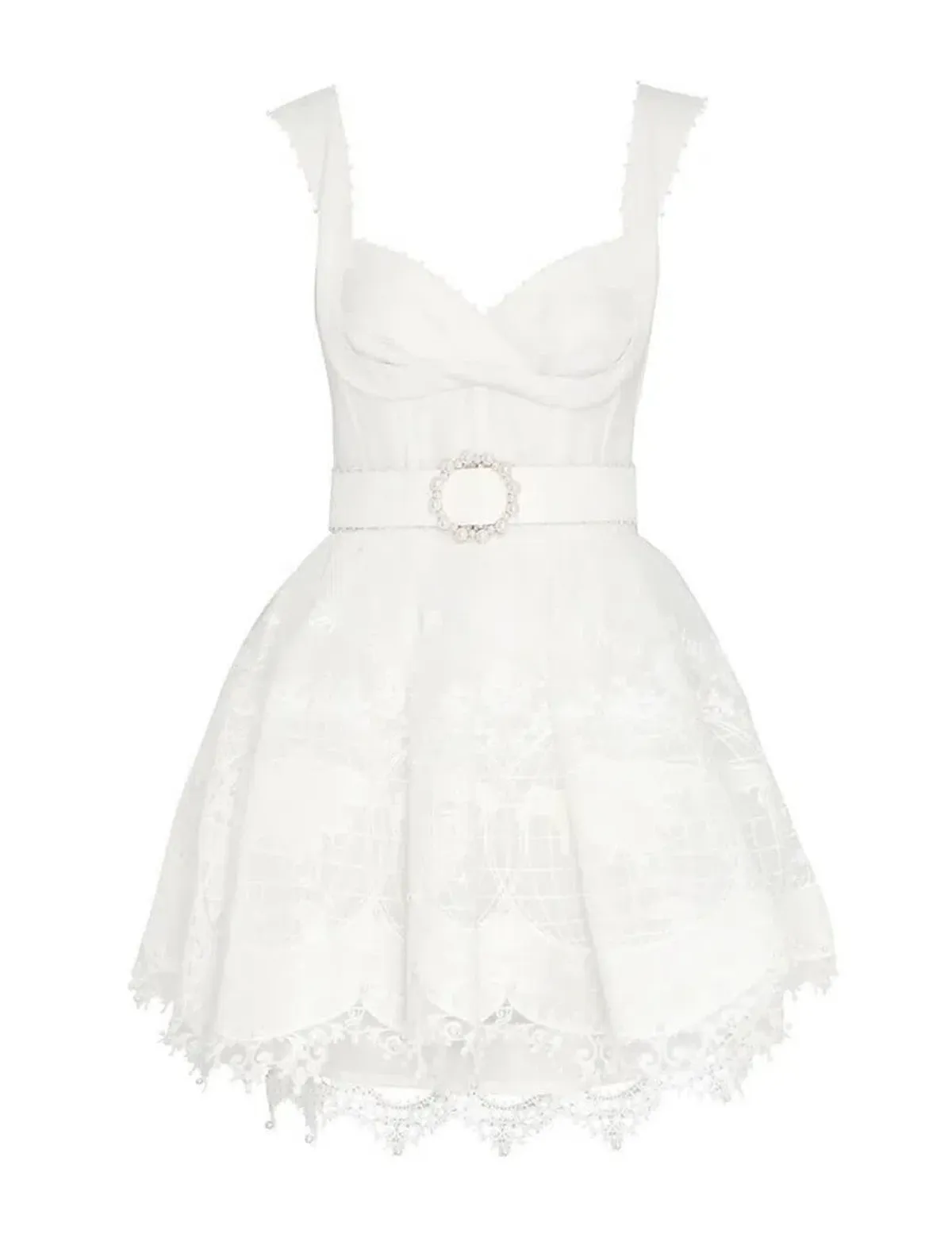 Zimmermann High Tide Embroidered Mini Dress Ivory Size 2 / Size AU 12 for rent on The Volte - main image