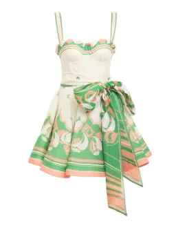Zimmermann The High Tide Eyelet Mini Dress Green Sailboats Size 2 / Size AU 12 for rent on The Volte - image 1