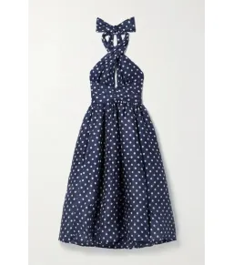 Zimmermann High Tide Halter Midi Dress Navy/Cream Dot Size 3 / AU 12 - 14 for rent on The Volte - image 3