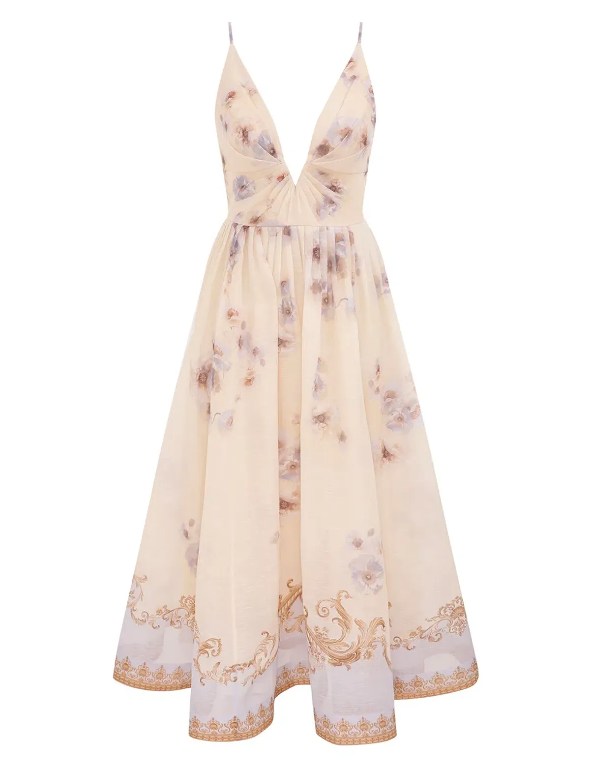 Zimmermann Hypnotic V Neck Midi Dress in Blue Floral Size 1 / AU 10 for rent on The Volte - main image