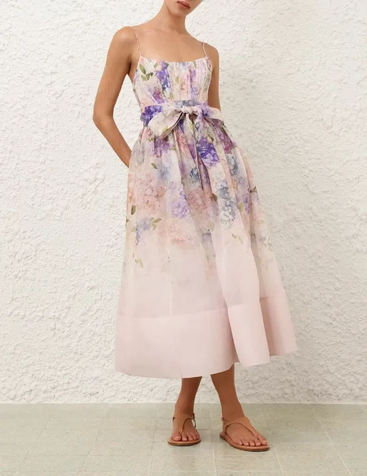 Zimmermann Dawning Corset Midi Dress Multi Hydrangea Size 3 / AU 14 for rent on The Volte - main image