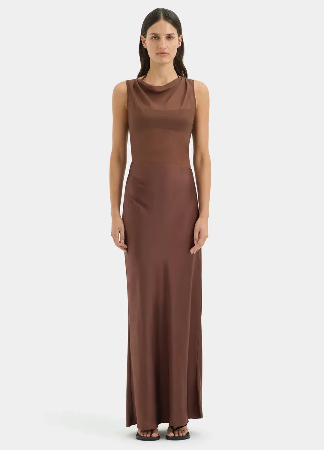 Sir the Label Luca Full Length Gown in Chestnut Brown Size 1 / AU 8 for rent on The Volte - main image