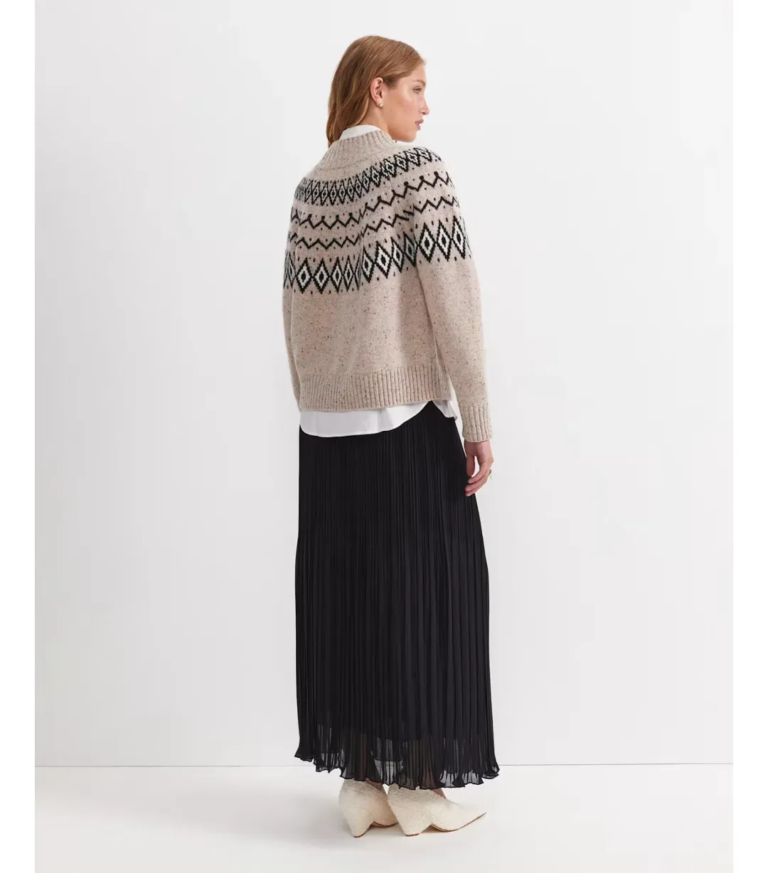 Sportscraft Sunflower Fair Isle Wool Sweater Oatmeal Size  for rent on The Volte - main image
