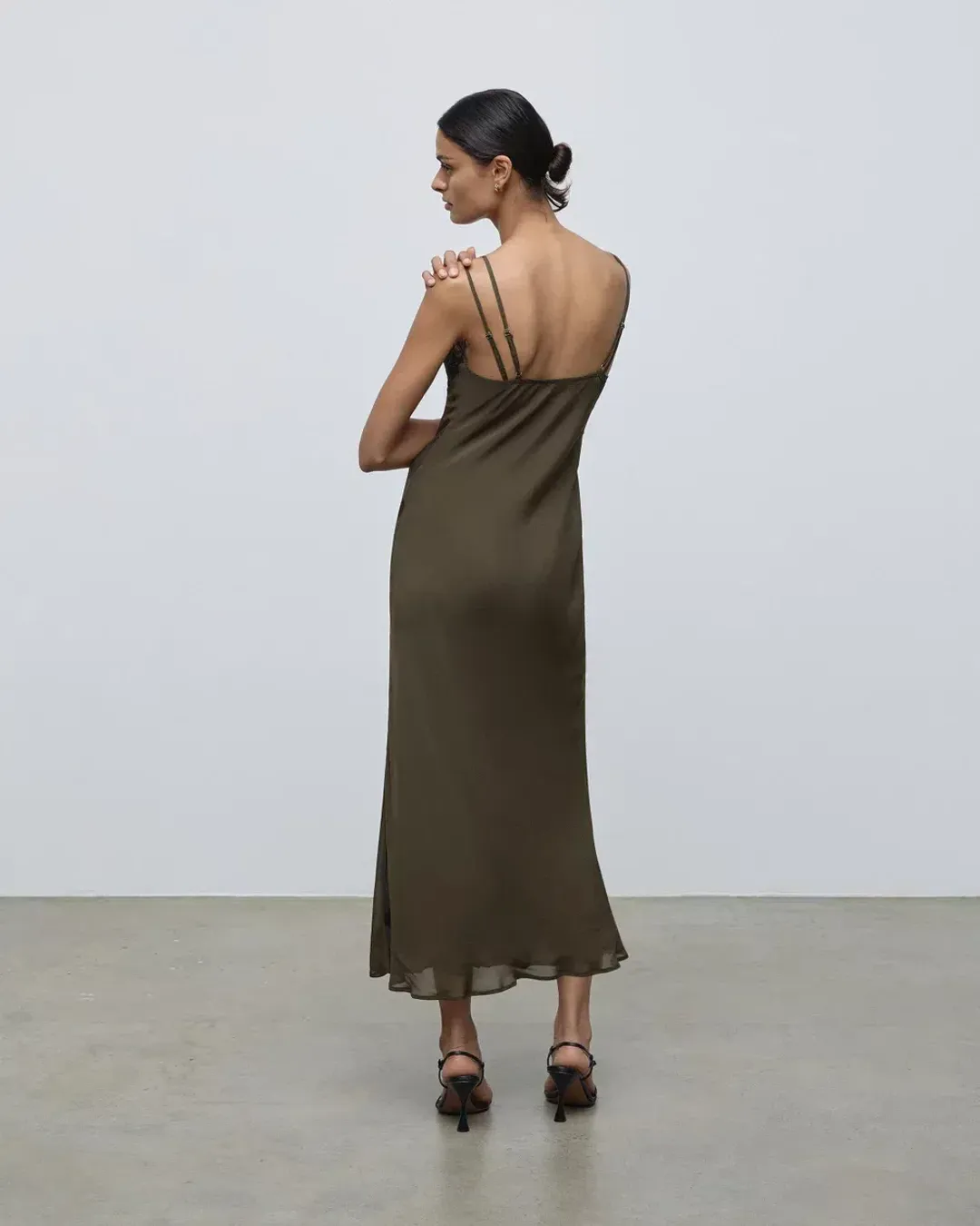 Lover Ainslee Lace Maxi Olive Green Dress Size AU 12 for rent on The Volte - main image