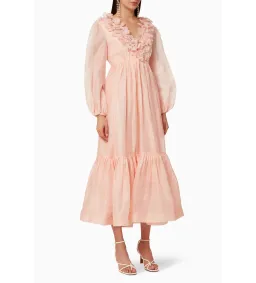 Zimmermann The Lovestruck Garland Midi Dress Pink Size 2 AU 12 for rent on The Volte - image 2
