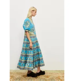 Alemais Cassie Tiered Midi Dress Blue Floral Size AU 8 for rent on The Volte - image 2