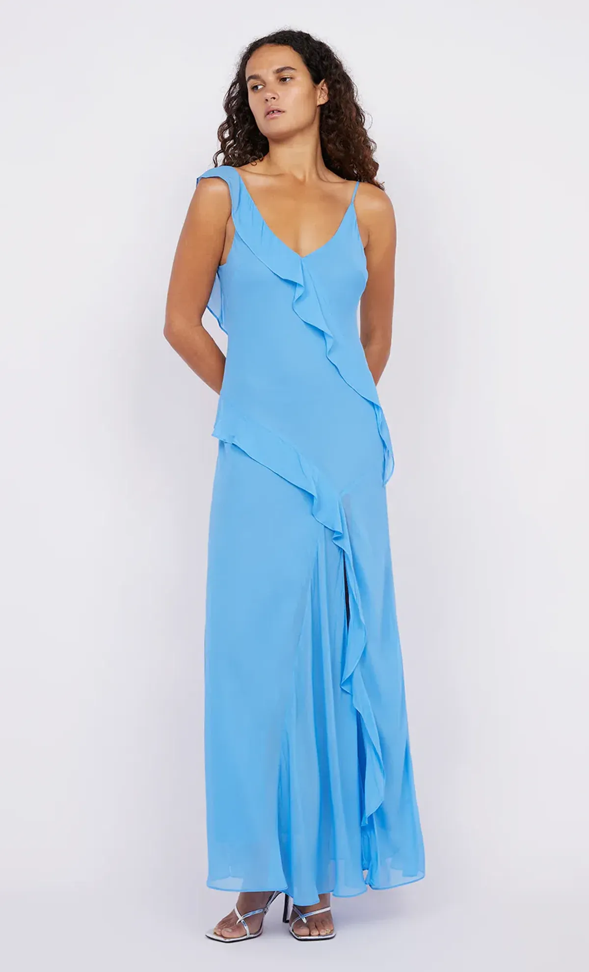 Bec and Bridge Aida Frill Dress Blue Azure Size 8 for rent on The Volte - main image