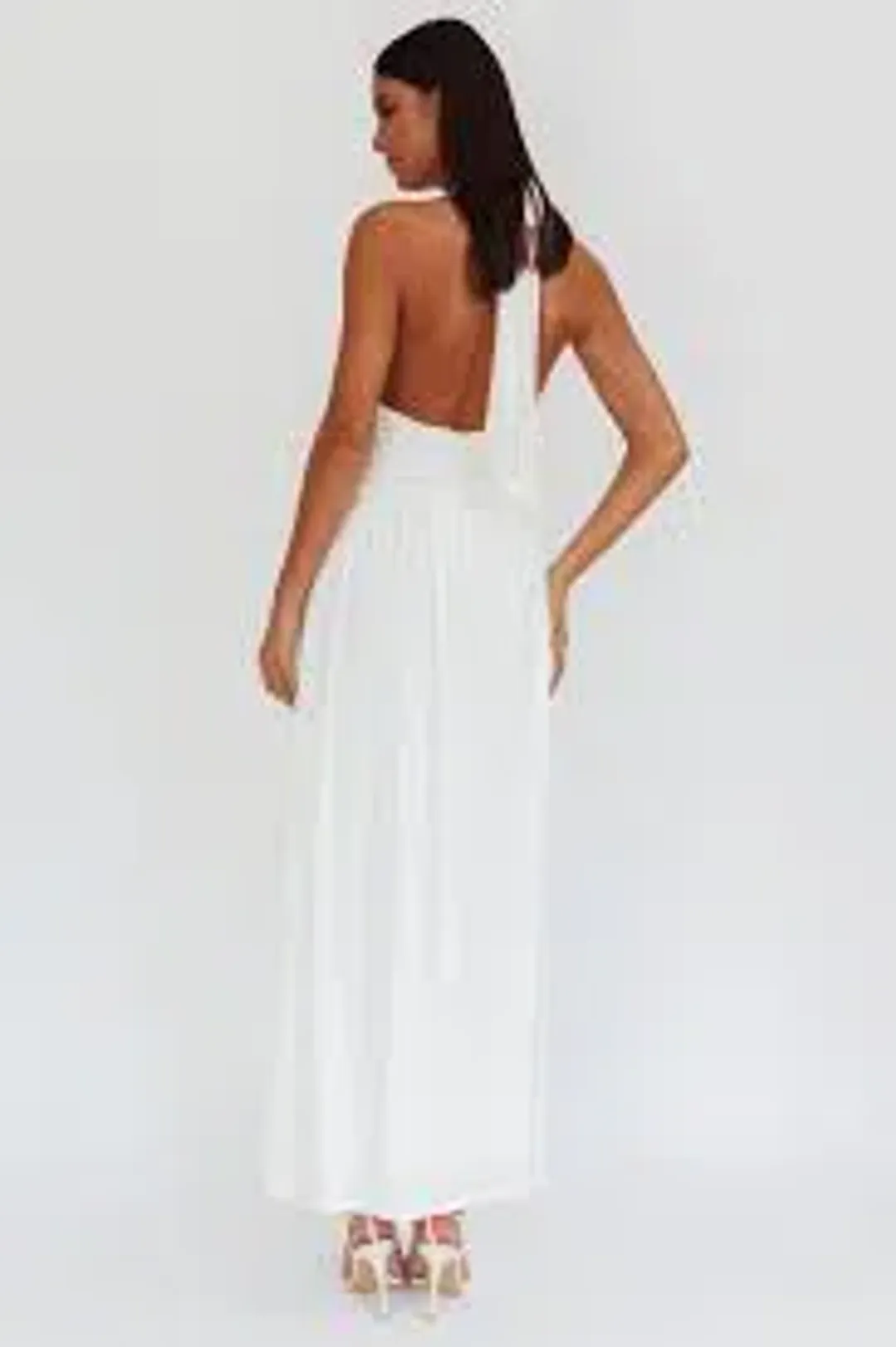 Italia Azure Gathered Waist Maxi Dress White Size  for rent on The Volte - main image