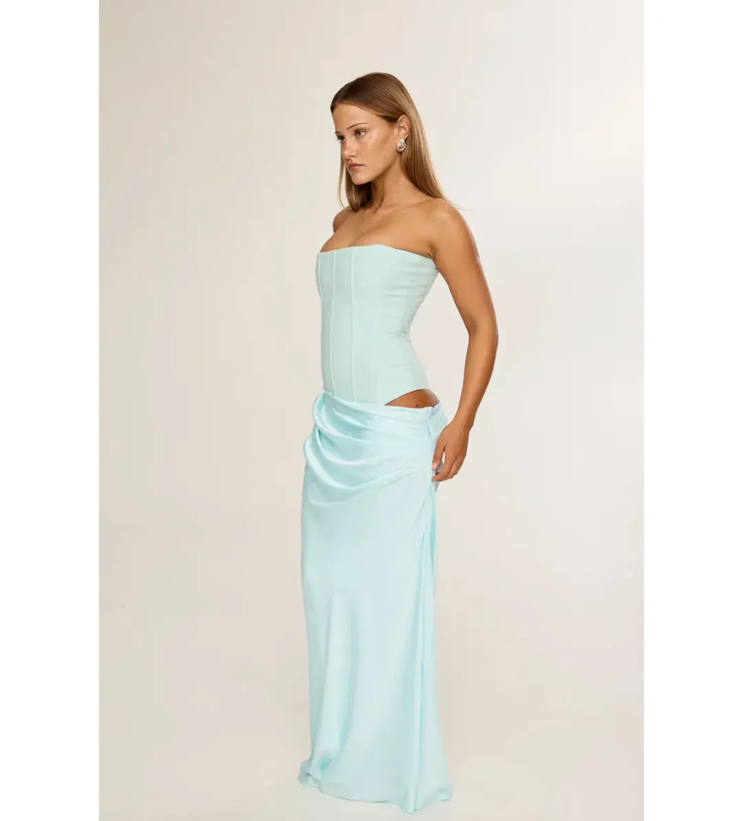 HNTR The Label Huxley Gown Aqua Size 8 for rent on The Volte - main image