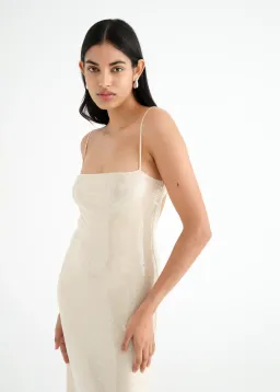 Benni Juliano Sequin Slip Maxi Dress Light Toffee Size 10 for rent on The Volte - image 6