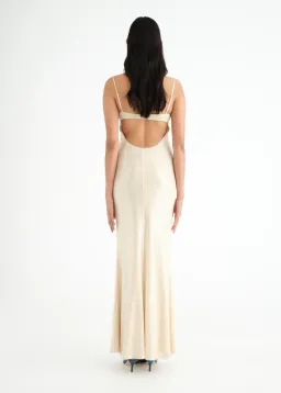 Benni Juliano Sequin Slip Maxi Dress Light Toffee Size 10 for rent on The Volte - image 2