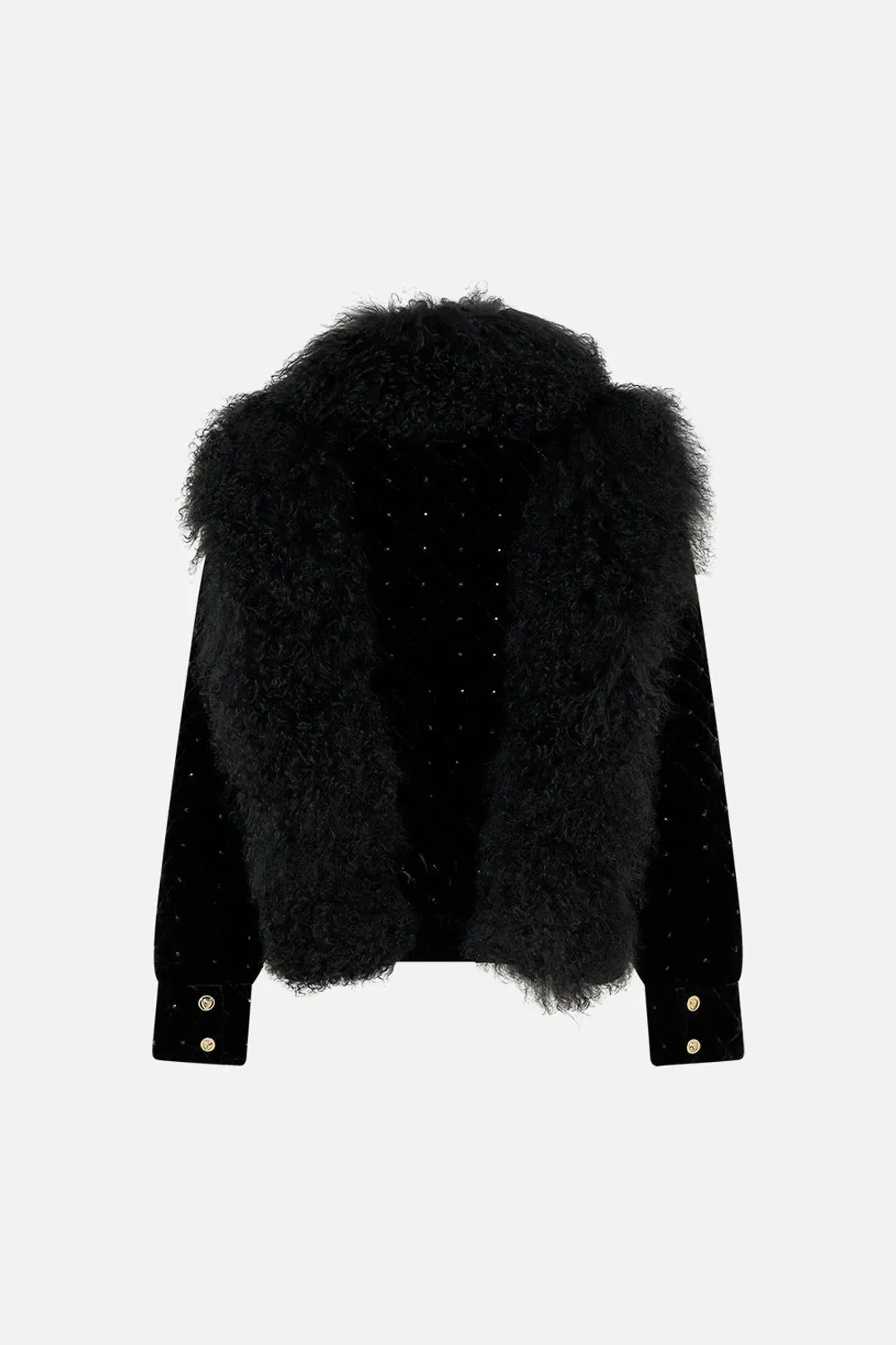 Camilla Magic In The Manuscripts Velvet Jacket with Fur Panels Black Size S/ Size AU 10 for rent on The Volte - main image