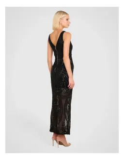 Pilgrim Saige V Neck Sequin Gown in Black Size 14 for rent on The Volte - image 3