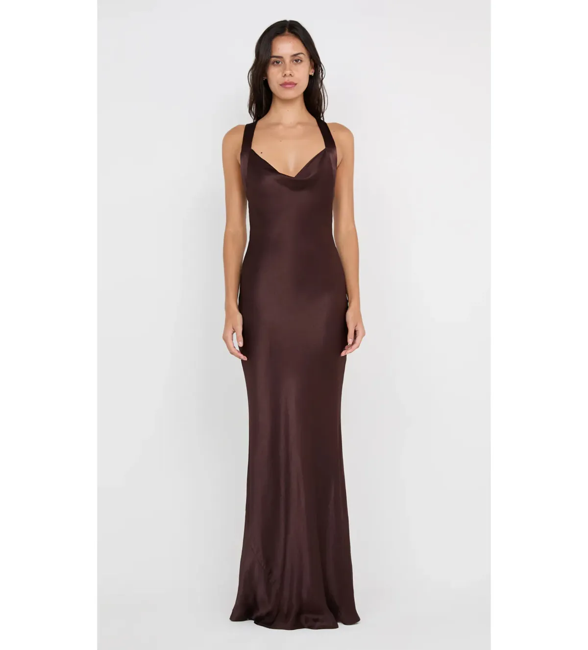 🤎 Bec & Bridge Gia Halter Maxi Dress Dark Chocolate Size 8 🤎 for rent on The Volte - main image